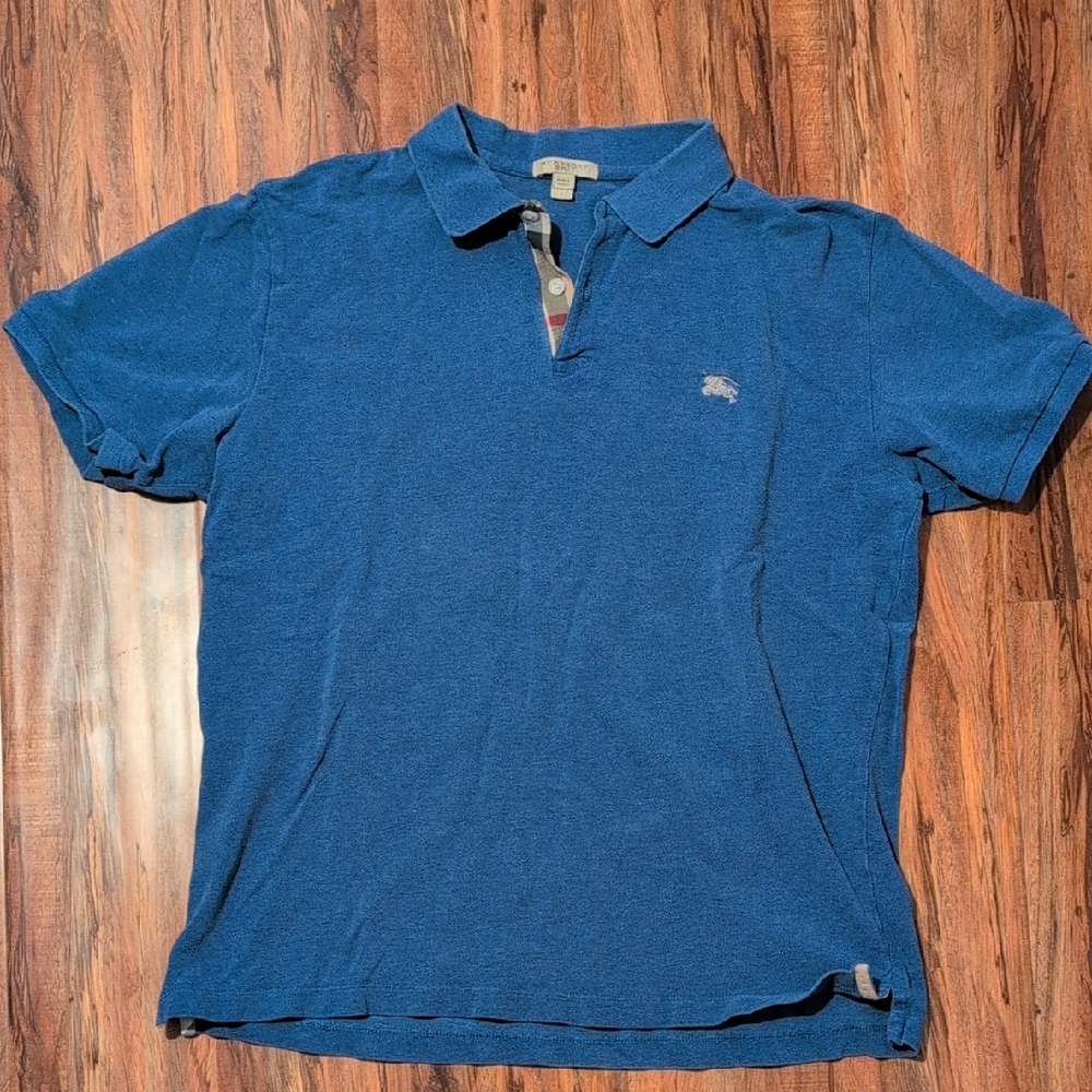 Burberry Blue Polo Shirt with Embroidered Logo